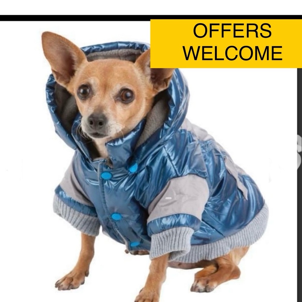8” LENGTH XS Pet Life Aspen Vintage Dog Ski Coat Metallic Blue - Picture 1 of 10